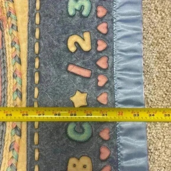 Vtg Teddy Beddy Bear Crib Comforter Baby Blanket Pink And Blue w/ Ruffle 34x45 - Picture 3 of 6